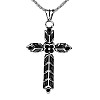 Vintage 304 Stainless Steel Double-Sided Viking Flower Cross Pendant Necklaces for Men Women WGAAC2B-01-5