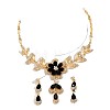 Flower Alloy Rhinestone Pendant Necklaces & Teardrop Stud Dangle Earrings Sets FS-WG19EE6-06-3