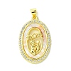 Mother's Day Real 18K Gold Plated Brass Micro Pave Clear Cubic Zirconia Pendants KK-H472-13G-09-1
