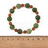 Christmas Dyed Natural Malaysia Jade & Carnelian & Brass Round Beaded Stretch Bracelets BJEW-TA00761-4