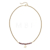 Electroplate Glass Faceted Rondelle Beaded Alloy Pendant 304 Stainless Steel Curb Chain Necklaces for Women NJEW-JN05764-04-4