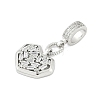 Brass Clear Cubic Zirconia Heart European Dangle Charms KK-Z090-04P-2