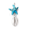 7Pcs 7 Styles Dyed Synthetic Turquoise Starfish & Alloy Sea Animals Pendants PALLOY-JF03754-04-3