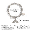 304 Stainless Steel Ocean Holiday Fish Tail Charm Bracelets with Natural Freshwater Pearl and OT Clasps TD7743-2-1