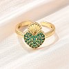 Sacred Heart Brass Micro Pave Cubic Zirconia Cuff Rings for Women RJEW-B117-01G-3