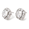 Brass Pave Clear Cubic Zirconia & Glass Stud Earrings EJEW-G471-03P-01-4