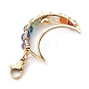 Chakra Natural Gemstone Wire Wrapped Moon Pendant Decorations HJEW-TA00241-4