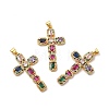 Rack Plating Eco-Friendly Brass Micro Pave Cubic Zirconia Pendants X-KK-A177-05G-2