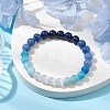 8mm Round Cat Eye & Natural Lapis Lazuli & Blue Aventurine & Dyed Crackle Agate Beaded Stretch Bracelets BJEW-TA00514-02-2