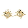 Brass Micro Pave Clear and Green Cubic Zirconia Ladybird Links KK-L256-33G-1