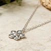 Vintage Alloy 5-Petal Flower Pendant 2-Strand Cable Chain Necklaces for Women WGE0472-01-3