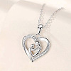 Alloy Crystal Rhinestone Heart with Mother and Baby Pendant Necklaces for Mother's Day FS-WGAE5FE-01-1