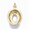 Brass Clear Cubic Zirconia Pendants ZIRC-S067-022-NR-4