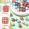 24Pcs 6 Colors Printed Opaque Acrylic Beads MACR-YW0004-77-3