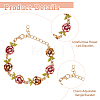 FIBLOOM 5Pcs 5 Colors Alloy Rose Link Chain Bracelets Set with Rhinestone BJEW-FI0001-63-4