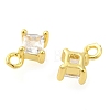 Rhombus Rack Plating Brass with Cubic Zirconia Pendants Charms KK-S396-24-2