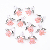 10Pcs Acrylic & Imitation Pearl Flower Angel Pendants PALLOY-YW00055-07-1