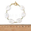 Natural Baroque Keshi Pearl Oval & Natural Larimar & Brass Beaded Bracelets BJEW-JB14338-4