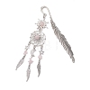 Alloy Sun & Woven Net/Web with Feather Charms Bookmarks AJEW-JK00368-03-1