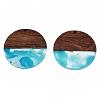 Transparent Resin & Walnut Wood Pendants RESI-T035-35B-2