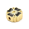 Flower Brass Enamel Bead Rhinestone Settings KK-H527-10G-01-2