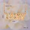Brass Micro Pave Clear Cubic Zirconia Bubble Word LUCKY Pendant Necklaces FS-WGCB7F4-01-1