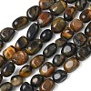 Dyed Natural Yellow and Blue Tiger Eye Beads Strands G-C286-A11-2