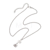 Alloy Rose Flower and Round Shell Pearl Pendant 304 Stainless Steel Cable Chain Necklaces for Women NJEW-JN05759-02-2