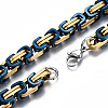 Ion Plating(IP) Two Tone 201 Stainless Steel Byzantine Chain Bracelet for Men Women BJEW-S057-86A-02-3