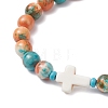 3Pcs 3 Colors Dyed Synthetic Ocean White Jade & Turquoise Beaded Stretch Bracelets for Men Women BJEW-JB12372-5