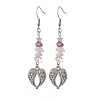 Alloy Charm with Natural Mixed Gemstone Chips Dangle Earrings EJEW-JE05225-3