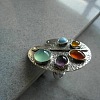 Adjustable Alloy with Resin Finger Rings RJEW-Z120-01AS-1