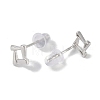 Anti-Tarnish Rhodium Plated Square 999 Sterling Silver Stud Earrings for Women EJEW-S215-13P-3