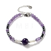 Natural Amethyst Round & Synthetic Non-magnetic Hematite & White Shell Beaded Bracelets for Women BJEW-K251-02F-2