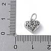 925 Sterling Silver 3D Hollow Flower Heart Charms STER-M099-02P-3