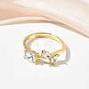 Flower Brass Glass Adjustable Finger Rings GL-CBA18A7-01G-04-2