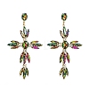 Cross Alloy Rhinestone Dangle Stud Earrings for Women PW-WG8055A-02-3