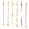 6Pcs 6 Styles Brass Ends with Chain FIND-PH0060-21G-1