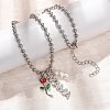 Mother's Day Brass Micro Pave Clear Cubic Zirconia Enamel Red Rose Flower Mama Pendant Necklaces for Women NJEW-A071-02P-1