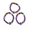 Moon and Star Natural & Synthetic Mixed Gemstone Beaded Stretch Bracelet for Women G-G997-B-2