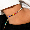 Adjustable Rainbow Glass Seed Beads Braided Bracelets for Women CA5956-5