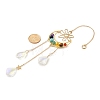 Chakra Natural & Synthetic Gemstone Beaded Wrapped Brass Moon Hanging Suncatchers HJEW-TA00287-3