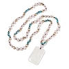 Natural Quartz Crystal Rectangle Pendant Glass Beaded Long Necklaces GG-CBAE048-02C-4