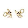 Brass Micro Pave Purple Cubic Zirconia Charms CU-L001-19G-08-2