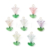 7Pcs Transparent Acrylic Flower Pendants PALLOY-MZ01099-1