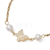 Brass Charms and Natural Cultured Freshwater Pearl Link Bracelets BJEW-JB13126-3
