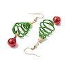 Aluminum Wire Wrapped Christmas Tree Dangle Earrings EJEW-JE05829-01-4