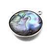 304 Stainless Steel Pave Natural Paua Shell Pendants STAS-Z125-01G-P-2