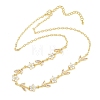 Brass Pave Cubic Zirconia Flower Link Chain Necklaces KK-CBA4547-18G-10-5