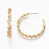 Brass Micro Pave Clear Cubic Zirconia Half Hoop Earrings KK-R117-049-NF-3